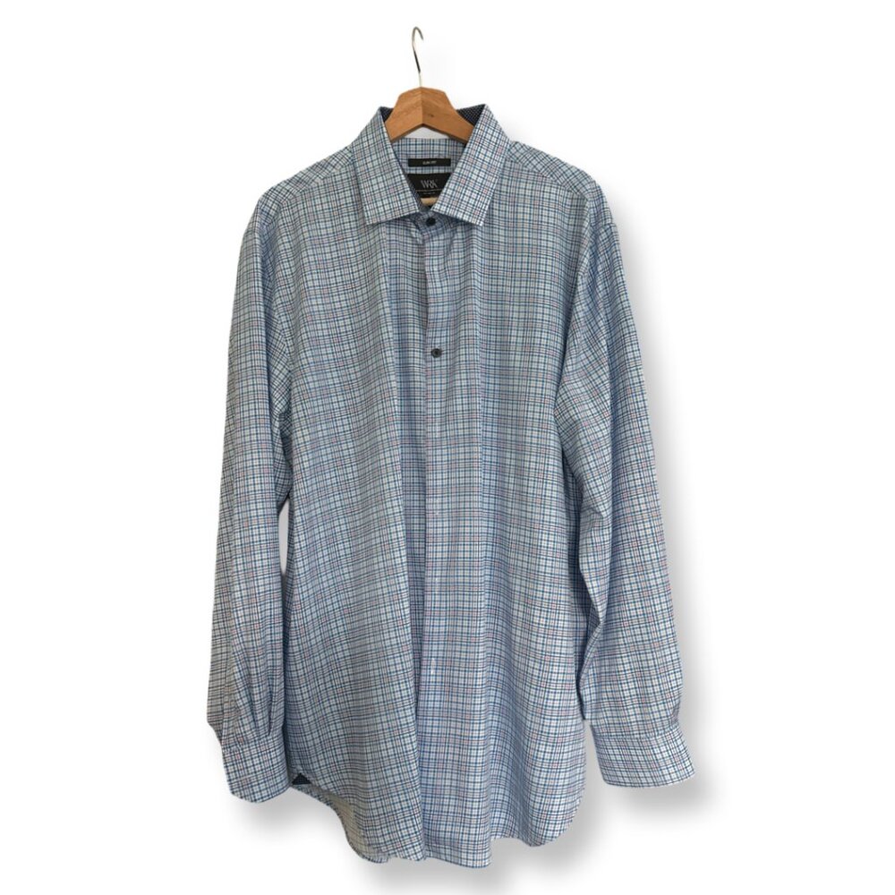 WRK Long Sleeve Button Up Slim Fit 4-Way Stretch Size neck 18